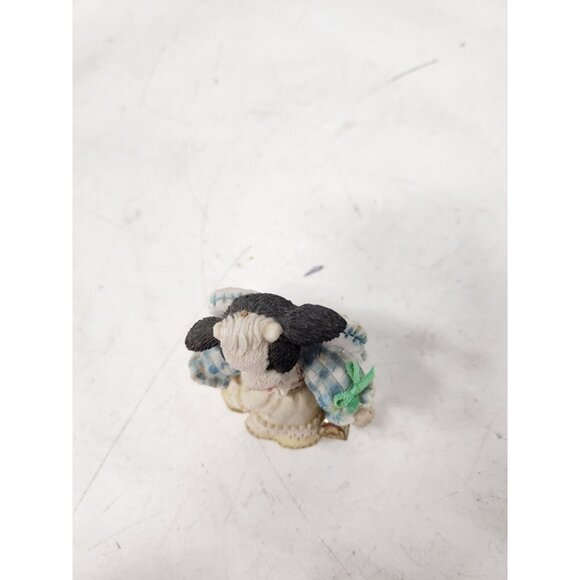 Vintage Enesco Mary's Moo Moos Cow Figurine Angel Girl With Bell Ornament - Picture 4 of 8